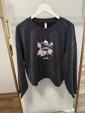 lululemon athletica Charcoal Graphic Sweatshirt with Pink Detail